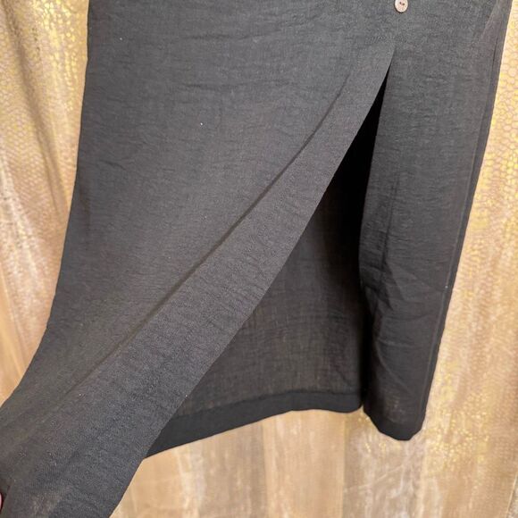 Active USA Black Button Up Side Slit Maxi Skirt Small NWT - Picture 6 of 8